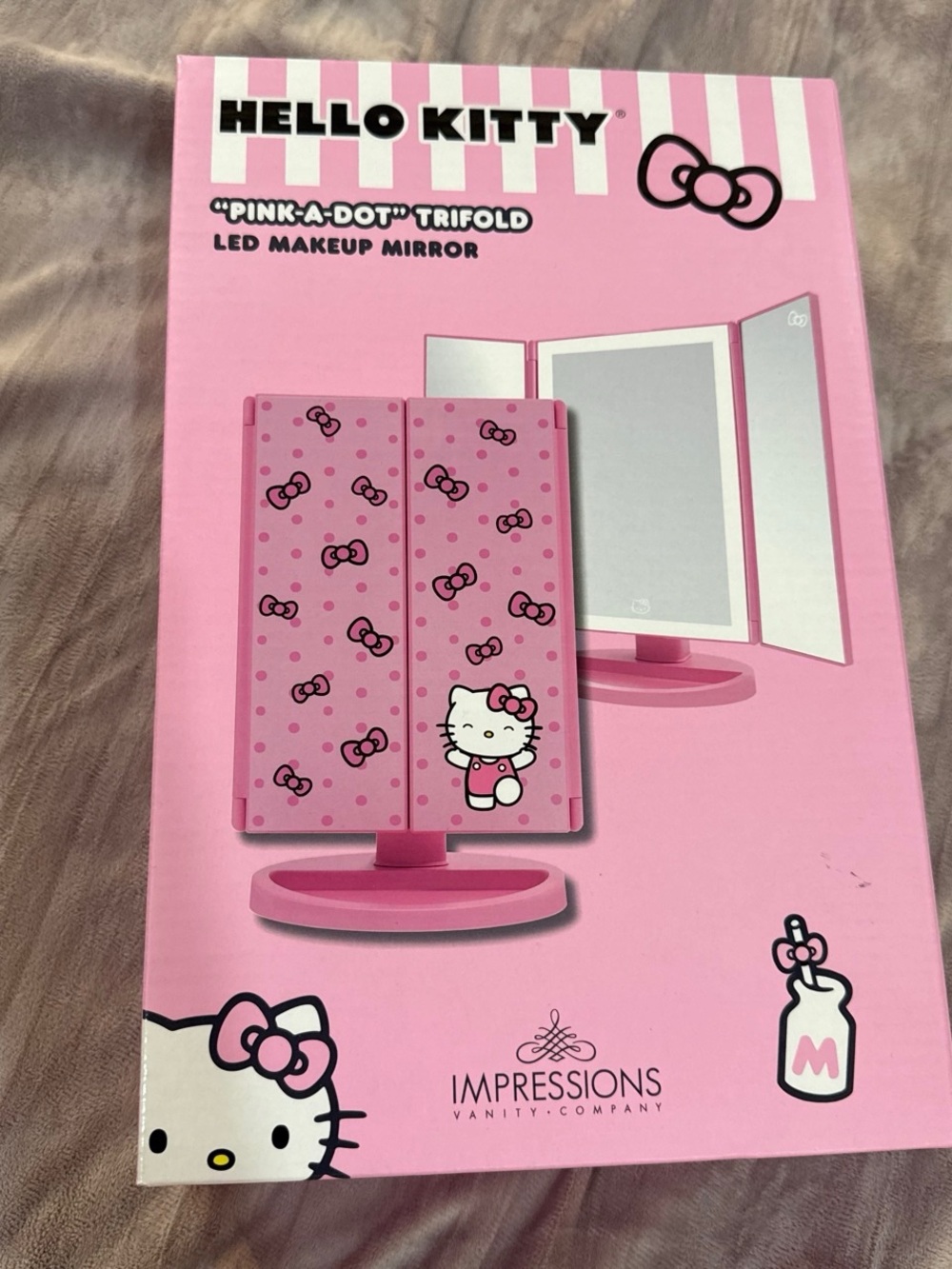 Hello Kitty Pink Trifold LED Makeup Mirror by IMPRESSIONS